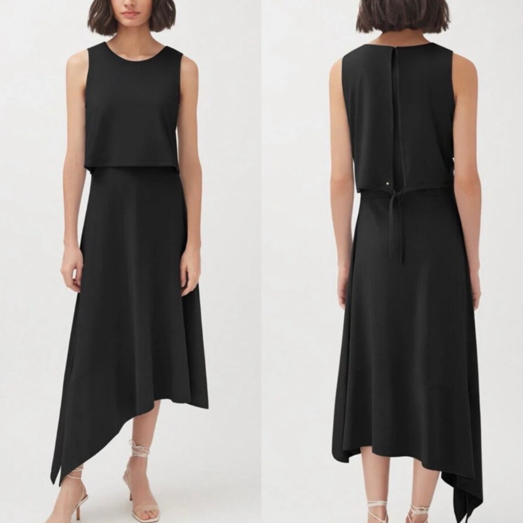 Nwt Cuyana Asymmetrical Overlay Dress In Black